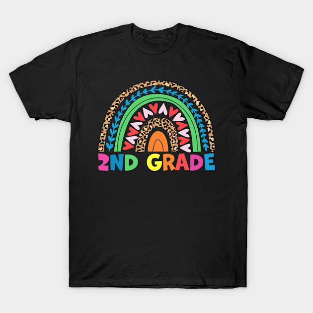 Happy Last Day Of 2nd Grade Rainbow Leopard Teacher Kids T-Shirt by Shaniya Abernathy